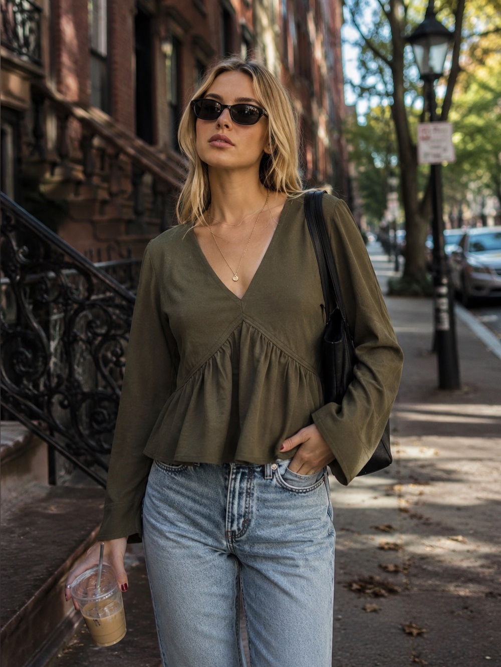 REBECCA TAYLOR Casual Luxury Minimalist Olive Green Swing Top, S